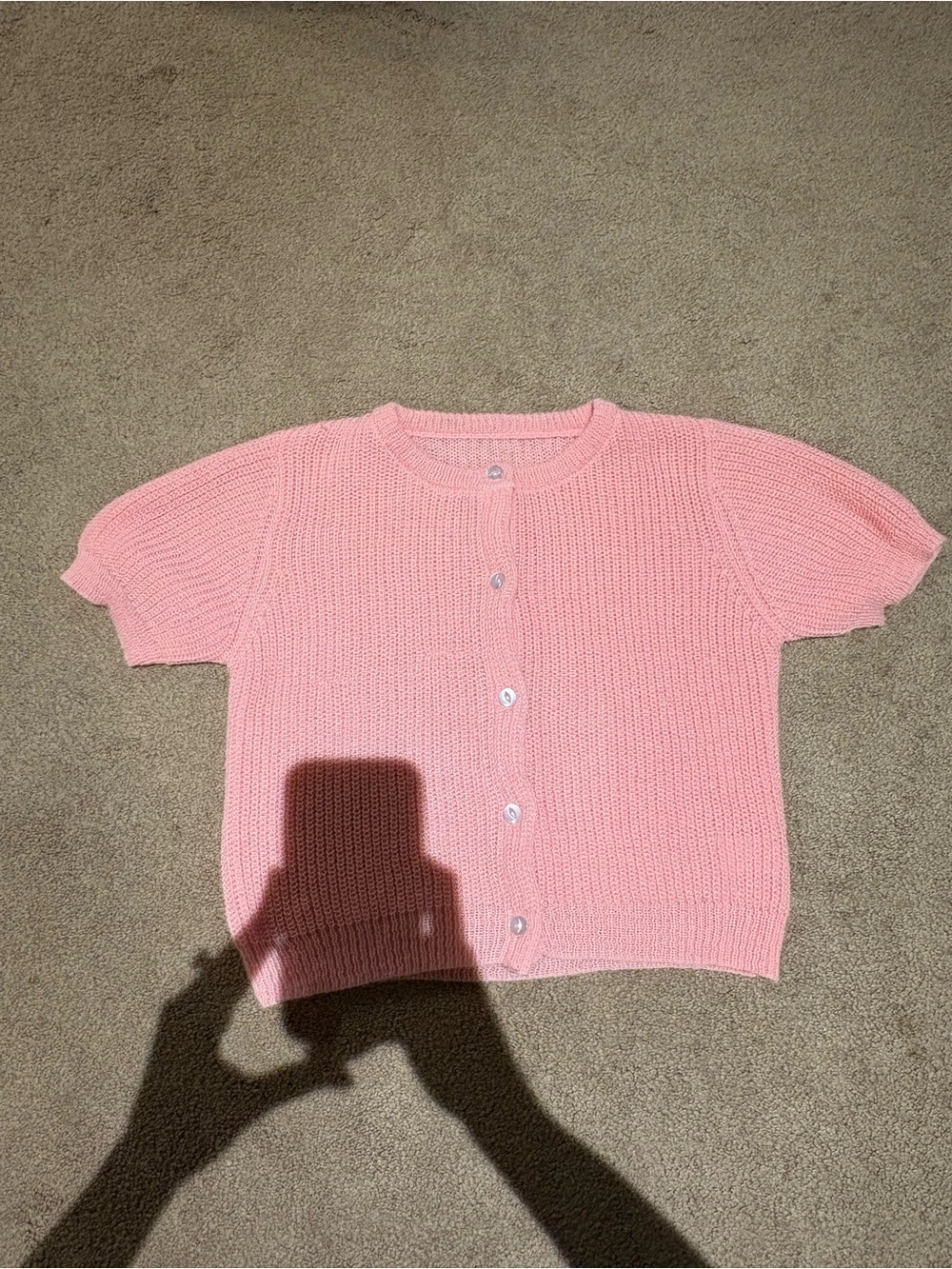 SHEIN Pink Short-Sleeve Knit Cardigan size xs